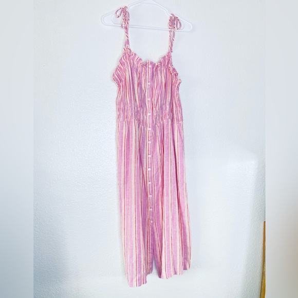 Universal Thread NEW Linen Blend Striped Button Front Tie Straps Sundress XXL - Picture 1 of 8